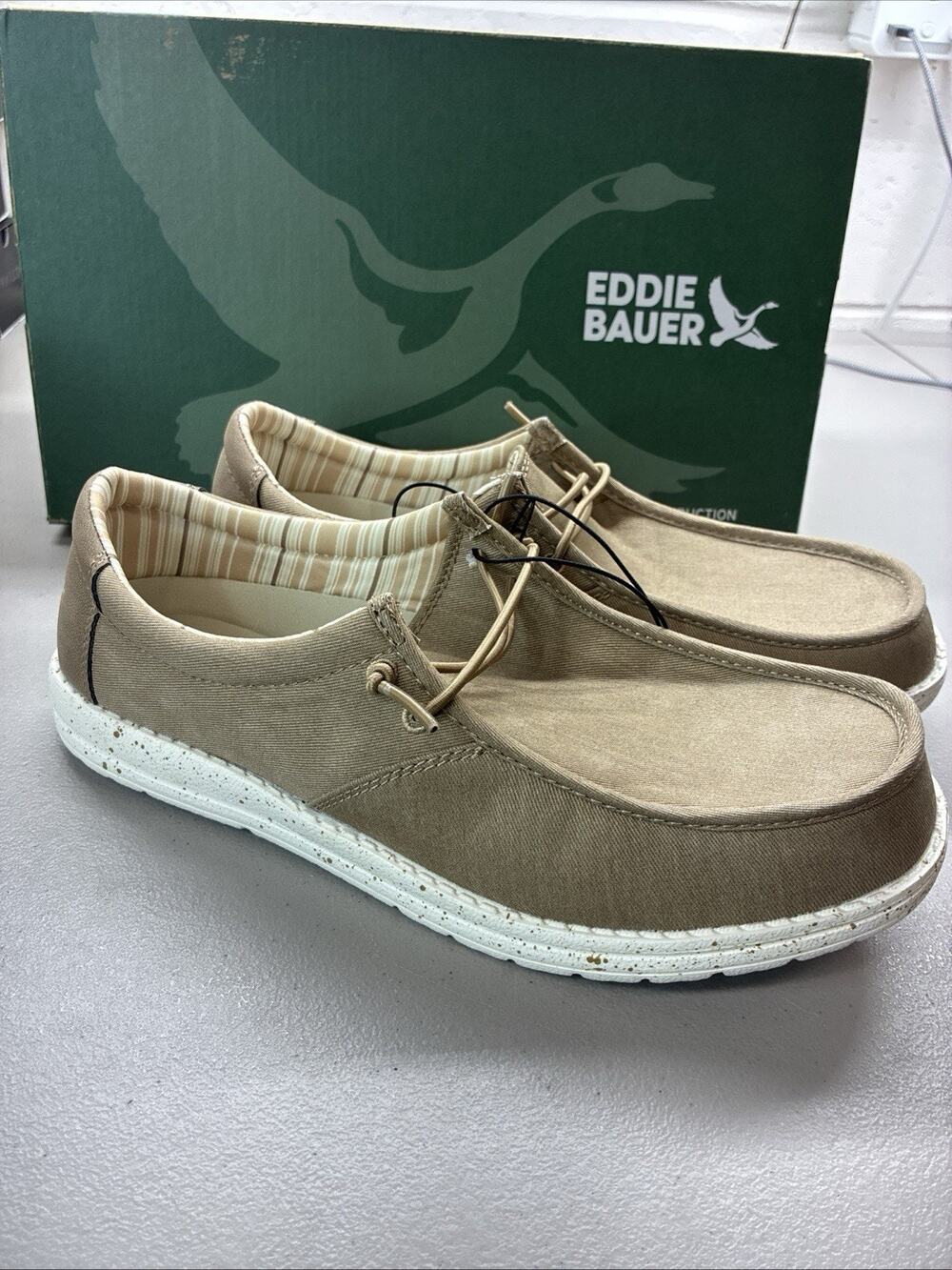 Eddie Bauer Corbett Men's Canvas Lace-Up Loafer Shoes Brown Size 8 Cushioned